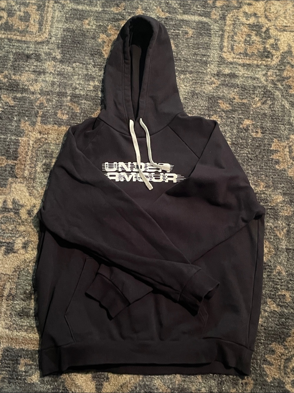 Under Armour Black Hoodie with White Logo and Drawstrings